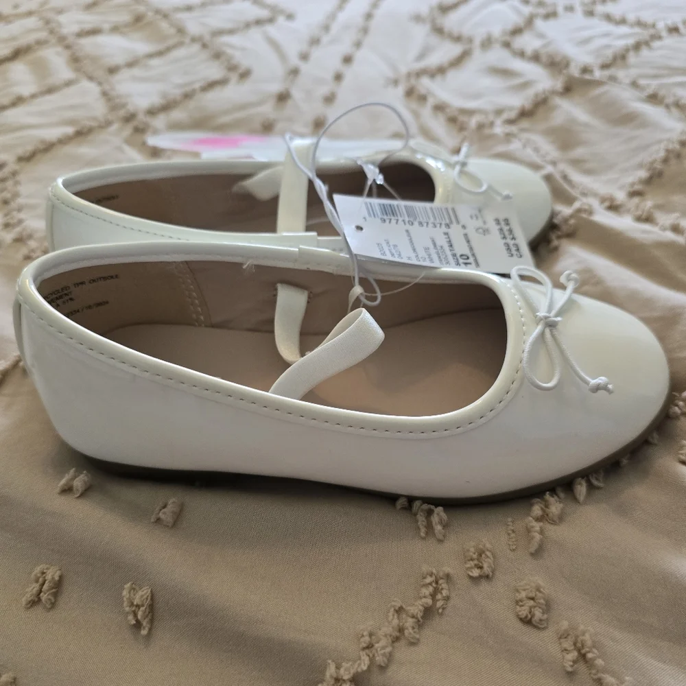 The Children's Place Toddler Girls Bow Ballet White Shoes 10c